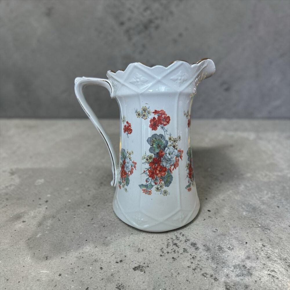 1930s Pitcher Burleigh Ware Floral Design 12"